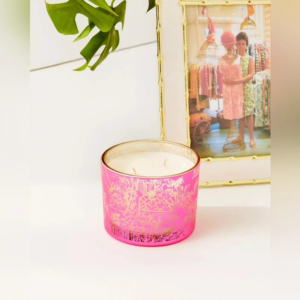 NWT Lilly Pullizer Electroplated Pink Candle